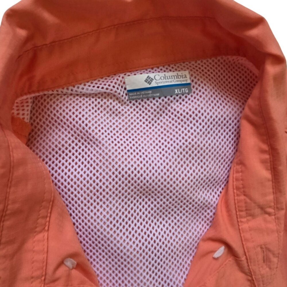 Columbia Sportswear PFG Button Performance Fishing Gear Shirt Orange Mens XL - Picture 4 of 12
